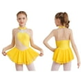 thumbnail image 1 of iiniim Girls Shiny Long Sleeve Lyrical Figure Ice Skating Dress Kids Mock Neck Mesh Ballet Gym Dancewear Size 6-16 Yellow 14, 1 of 7