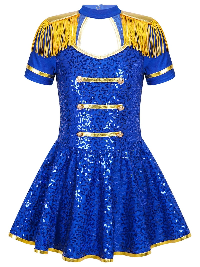band party dress images iiniim Girls Shiny Sequins Marching Band Uniform Leotard Dress for Party  Performance A Royal Blue 16