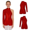 thumbnail image 1 of iiniim Girls Shiny Sequins Oblique Shoulder Gymnastics Leotard Shorts Biketard Bodysuit Jumpsuit Size 6-16 A Red 10, 1 of 7