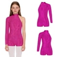 thumbnail image 1 of iiniim Girls Shiny Sequins Oblique Shoulder Gymnastics Leotard Shorts Biketard Bodysuit Jumpsuit Size 6-16 Hot Pink 8, 1 of 7
