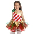 thumbnail image 1 of iiniim Girls Sleeveless Candy Cane Striped Christmas Dance Ballet Leotard Figure Ice Skating Tutu Dress Red 4, 1 of 7