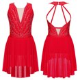 thumbnail image 1 of iiniim Girls Sleeveless Gymnastics Leotard Dress Lyrical Modern Dance Competition Figure Skating Red 16, 1 of 7