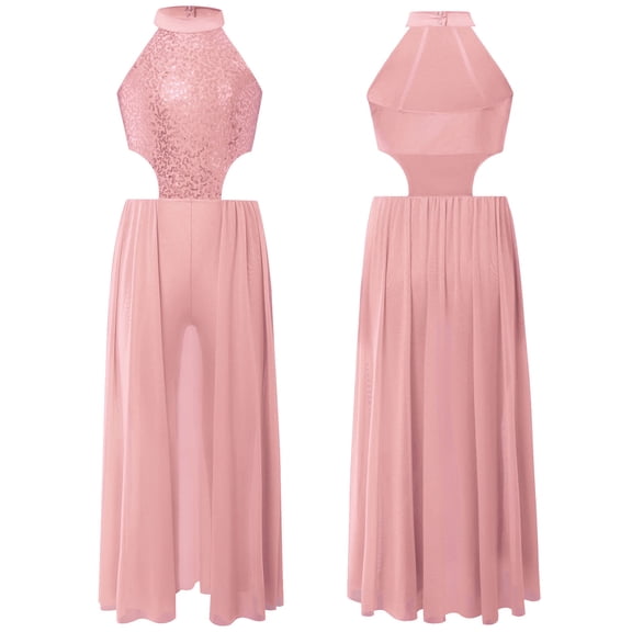 iiniim Girls Sparkly Ballet Leotards Ballroom Dancing Outfit Shiny Jazz Latin Dance Dress Gymnastic Tutu Skirt Pink 6