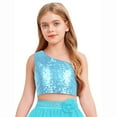 thumbnail image 1 of iiniim Girls Sparkly Sequin Sleeveless Off Shoulder Crop Top Dancewear for Party Club Green 16, 1 of 7