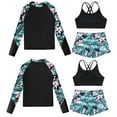 thumbnail image 1 of iiniim Girls Sports Swimsuits Tankini Bikini Rash Guard Swimwear Swim Shirt Tank Top Bottom Bathing Suit 6-16 Black 12, 1 of 7