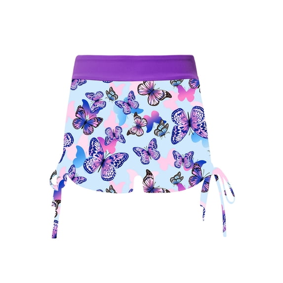 iiniim Girls Summer Beach Quick Drying Swim Bottoms Side Drawstring Swim Trunks Shorts 6-16 Purple 8