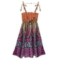 thumbnail image 1 of iiniim Girls Summer Sleeveless Straps Bohemian Beach Dress Flower Print Rainbow Beach Sundress 3-12 Orange 3-4, 1 of 7
