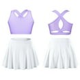 thumbnail image 1 of iiniim Girls Tennis Golf Sports Outfit Sleeveless U Neck Tank Top with Pleated Skort Skirt Set Tracksuit Size 4-14 Lavender&White 6, 1 of 7
