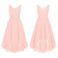 thumbnail image 1 of iiniim Girls V Neck Chiffon Asymmetrical Prom Party Flower Girls Bridesmaid Wedding Dress Pink 12, 1 of 7