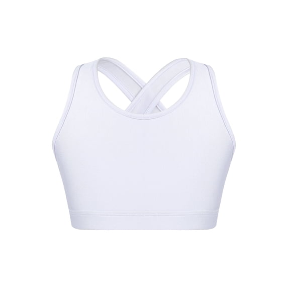iiniim Girls Workout Athletic Sports Bras Criss Cross Yoga Ballet Dance Gymnastics Crop Top Bralette Size 4-16 White 6