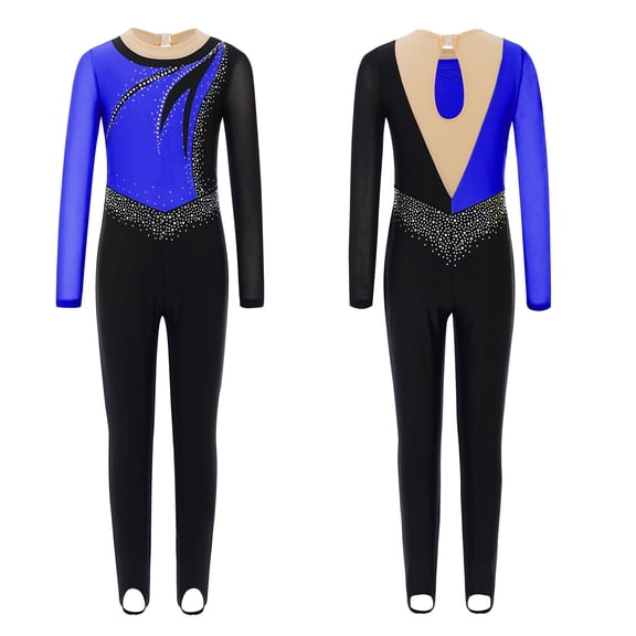 iiniim Gymnastics Leotard for Girls Figure Skating Jumpsuit Workout Athletic Tumbling Biketards Romper Bodysuit Blue 12