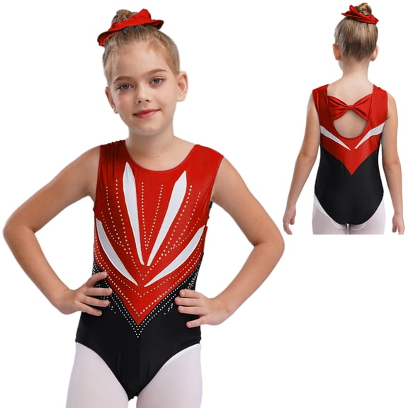 iiniim  Gymnastics Leotard for Girls One-Piece Ballet Unitard Ballerina Dance Athletic Bodysuit Jumpsuit Burgundy 6