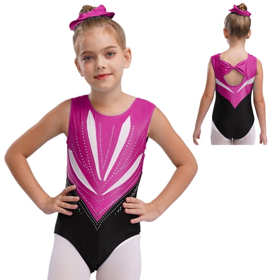 iiniim Gymnastics Leotard for Girls One-Piece Ballet Unitard Ballerina Dance Athletic Bodysuit Jumpsuit Hot Pink 16