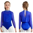 thumbnail image 1 of iiniim Gymnastics Leotard for Girls Sparkly Sheer Mesh Long Sleeve Figure Skating Bodysuit One Piece Jumpsuit Blue 8, 1 of 7