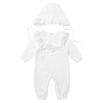 thumbnail image 1 of iiniim Infant Baby Girls Lace Embroidery Romper Sets Long Sleeves Bodysuit Outfit with Hat, 1 of 7