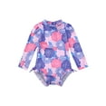 thumbnail image 1 of iiniim Infant Baby Girls Long Sleeve Floral Ruffles One Piece Swimsuit Rash Guard Shirts Bathing Suit A Purple 18-24 Months, 1 of 5