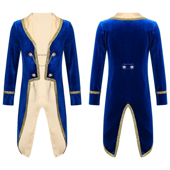 iiniim Infants Kids Boys Halloween Prince Tuxedo Coat Lapel Collar Long Sleeves Swallowtail Jacket 12M-14 A Royal Blue 6