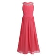 thumbnail image 1 of iiniim Junior Kids Bridesmaid Chiffon Dress Flower Girls Dress Halter Neck Evening Gown for Pageant Wedding Party Watermelon Red 16, 1 of 7