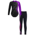 thumbnail image 1 of iiniim Kid Girls Athletic Unitard 2PCS Dance Wear Ballet Gymnastic Leotard Outfit Activewear Set with Leggings Size 6-14 Purple&Rose 10, 1 of 6