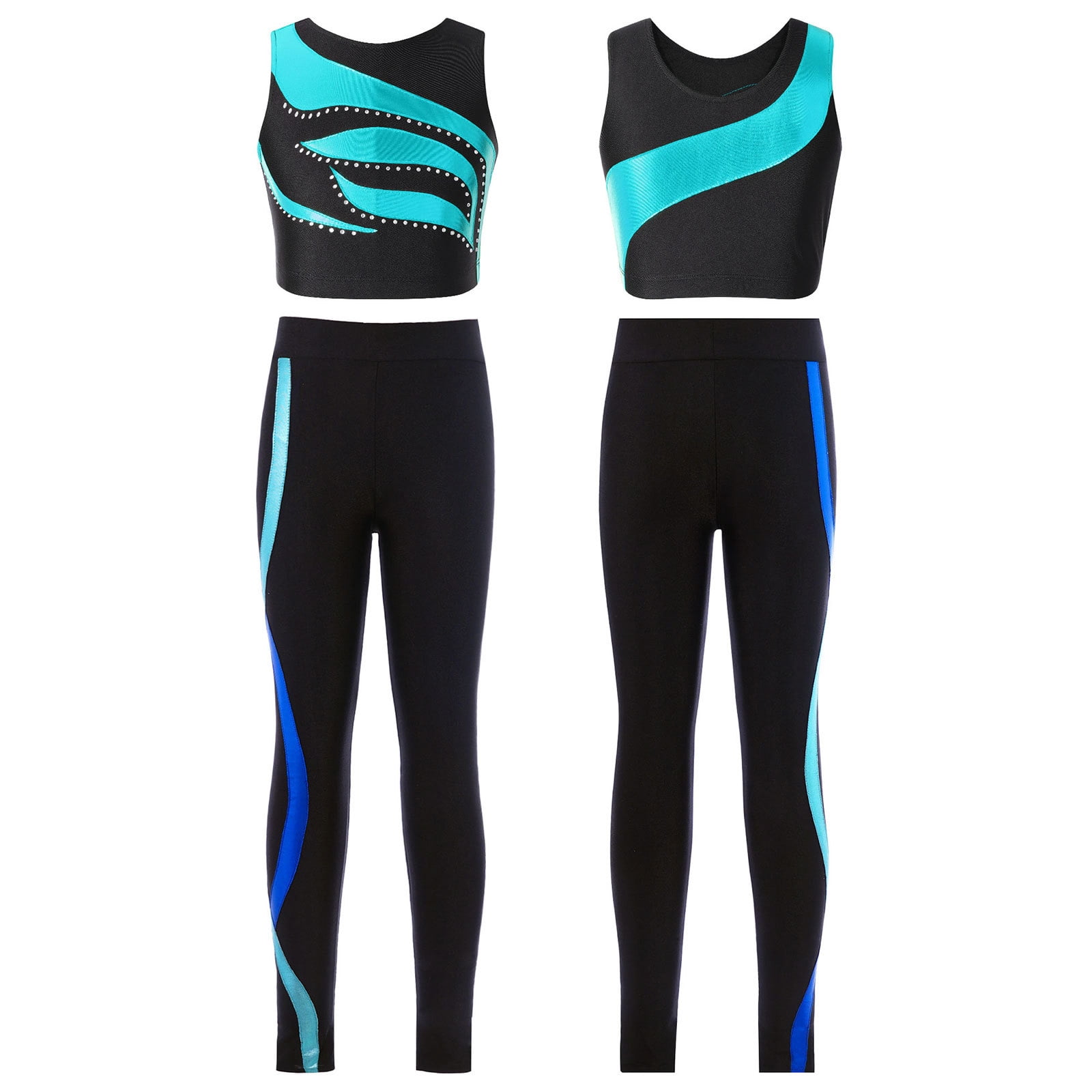 iiniim Kid Girls Athletic Unitard 2PCS Dance Wear Ballet Gymnastic