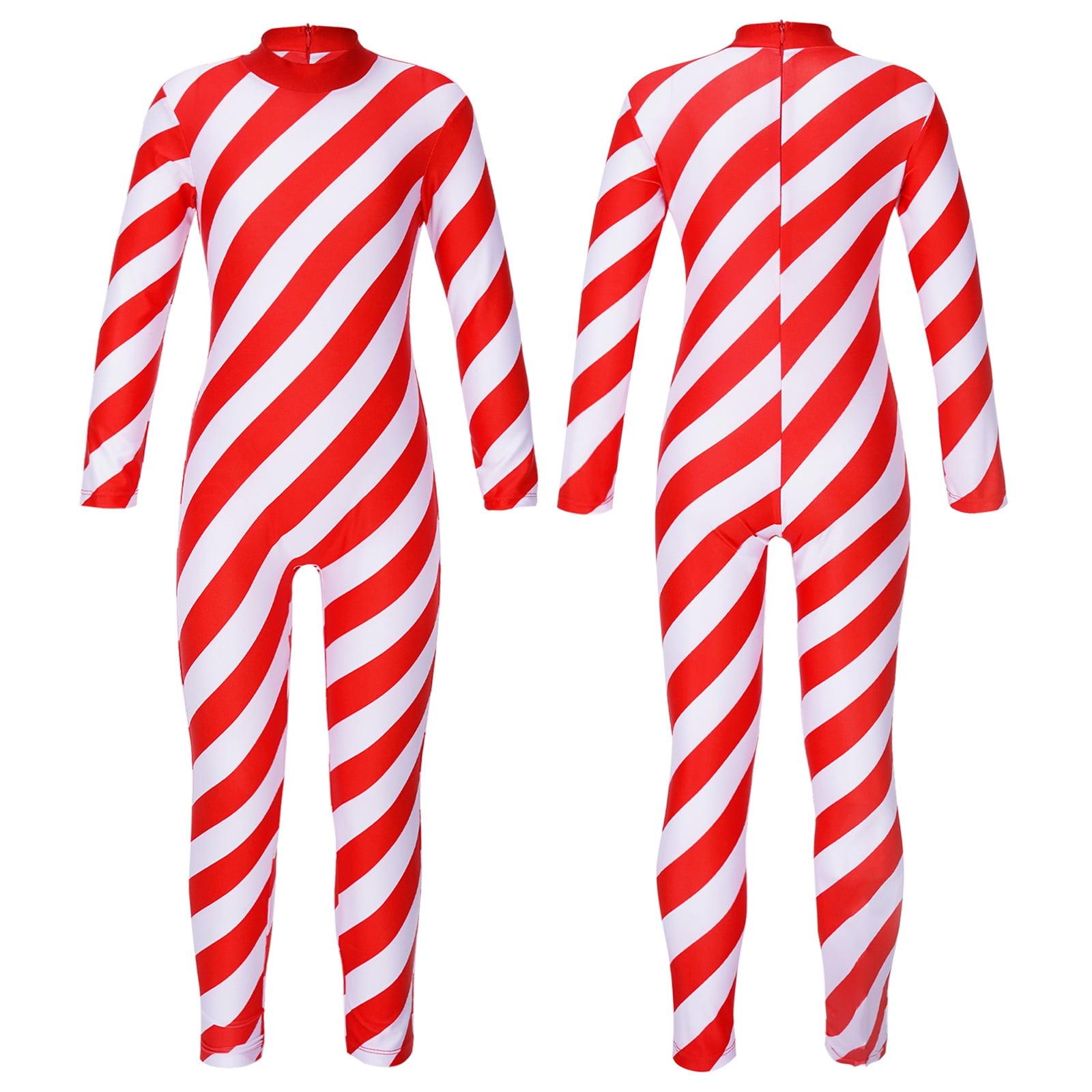 iiniim Kid Girls Christmas Gymnastics Dance Striped Leotard Full