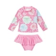 thumbnail image 1 of iiniim Kid Girls Rash Guard 2 Piece Swimsuit UPF 50+ Long Sleeve Ruffled Beach Bathing Suit Swimwear, 1 of 7