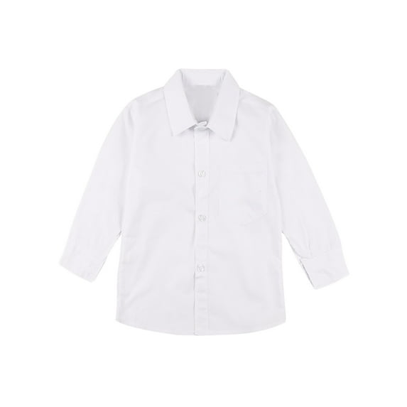 iiniim Kids Big Boy's School Uniform Long Sleeve Button-Down Oxford Formal Dress Shirt