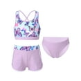 thumbnail image 1 of iiniim Kids Big Girls 3Pcs Athletic Tankini Swimsuit Crop Top with Boyshorts Sport Bathing Suit Purple 10, 1 of 7