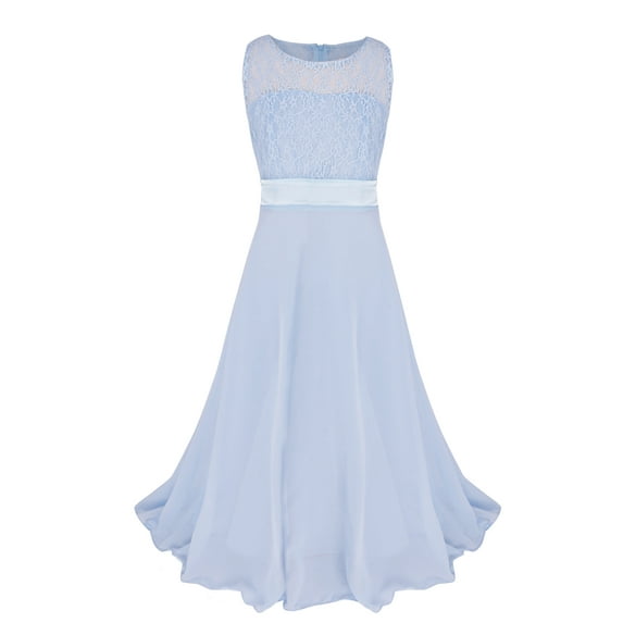 iiniim Kids Big Girls Lace Flower Chiffon Junior Bridesmaid Long Dress Wedding Party Maxi Gown