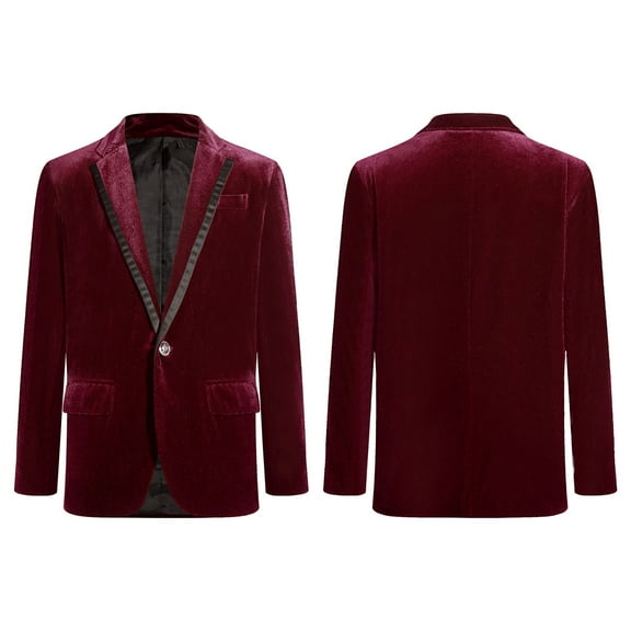 iiniim Kids Blazer Jacket Boys Shawl Lapel Single-Breasted Velvet Blazer Gentleman Formal Coat Burgundy 4
