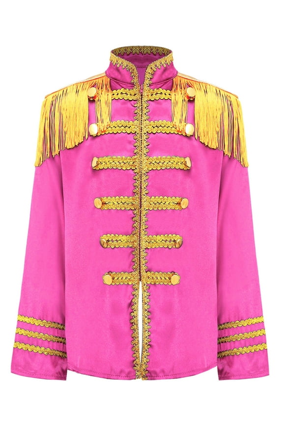 Kids Boys 1960s British Pop-Star Shirt Long Sleeve 60s Rock Band Musician Zipper Jacket Pink 8