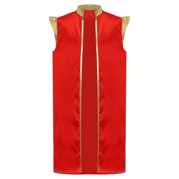 iiniim Kids Boys Arabian Prince Coat Satin Open Front Vest Long Jacket Halloween Cosplay Burgundy 8