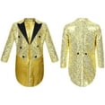 thumbnail image 1 of iiniim Kids Boys Classic Tailcoat Shiny Sequins Evening Suit Blazer Long Sleeve Lapel Wedding Party Jacket Coat Size 6-14 Gold 6, 1 of 7