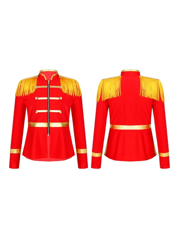 Kids Boys Girls Halloween Red Circus Ringmaster Drum Majorette America Coat Red 10