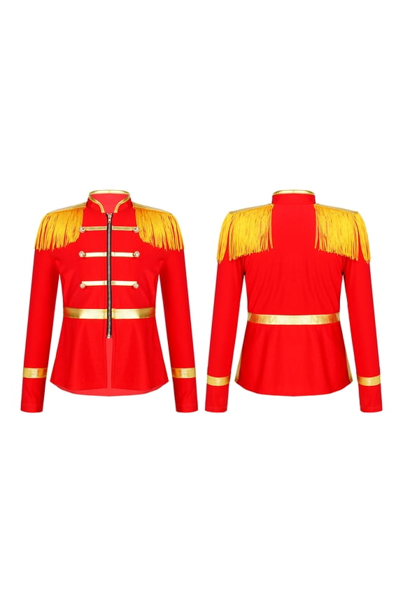 Kids Boys Girls Halloween Red Circus Ringmaster Drum Majorette America Coat Red 10