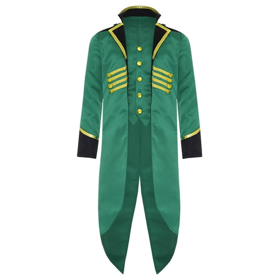 iiniim Kids Boys Girls Medieval Steampunk Tailcoat Princess Renaissance Tuxedo Jacket Halloween Party Dress Up Green 6