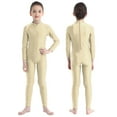thumbnail image 1 of iiniim Kids Boys Girls Mock Neck Long Sleeve Unitard Leotard Full Length Body Suit Jumpsuit Dance wear Beige 5-6, 1 of 7