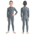 thumbnail image 1 of iiniim Kids Boys Girls Mock Neck Long Sleeve Unitard Leotard Full Length Body Suit Jumpsuit Dance wear Dark Gray 10-12, 1 of 7