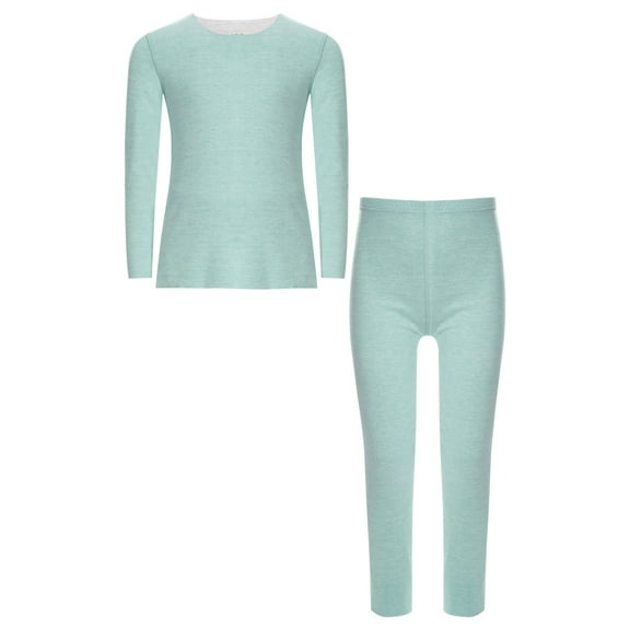 iiniim Kids Boys Girls Thermal 2 Piece Base Layer Fleece Lined Long Johns Top with Pants Warm Underwear Green 110
