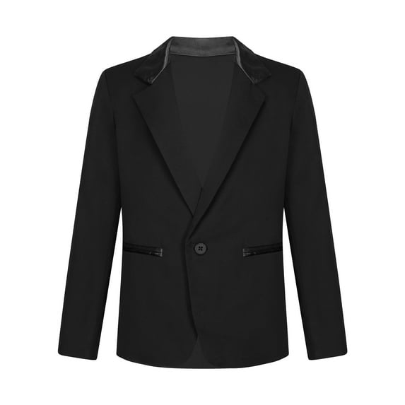 iiniim Kids Boys Long Sleeve Blazer Coat One-Button Gentleman Suit Formal Jacket Outerwear for Evening Party A Black 4