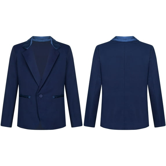 iiniim Kids Boys Long Sleeve Blazer Coat One-Button Gentleman Suit Formal Jacket Outerwear for Evening Party Navy Blue 14