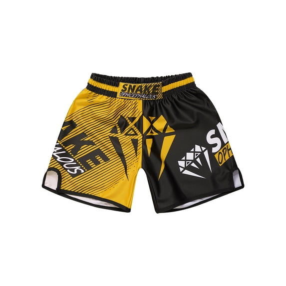 iiniim Kids Boys Muay Thai Shorts Boxing Kickboxing MMA Training Trunk Satin Fight BJJ Grappling Shorts Bottoms Type D 13-14