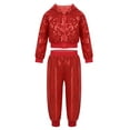 thumbnail image 1 of iiniim Kids Boys Shiny Sequined Hip Hop Jazz Dance Costumes Hooded Top with Pants Set 100-160, 1 of 7