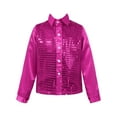 thumbnail image 1 of iiniim Boys Sparkle Sequins Long Sleeve Button Down Shirt Latin Jazz Dance Stage Performance Hot Pink 4-5, 1 of 7