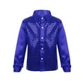 thumbnail image 1 of iiniim Boys Sparkle Sequins Long Sleeve Button Down Shirt Latin Jazz Dance Stage Performance Blue 12-14, 1 of 7