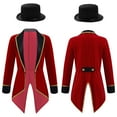 thumbnail image 1 of iiniim Kids Boys Tailcoat Jacket Long Sleeves Lapel Coat with Hat Carnival Party Size 4-16 Burgundy Tailcoat with Hat 14, 1 of 7