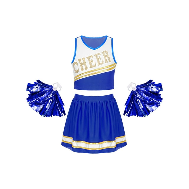 iiniim Kids Cheer Leader Costumes Sleeveless Cheerleading Uniform Dress