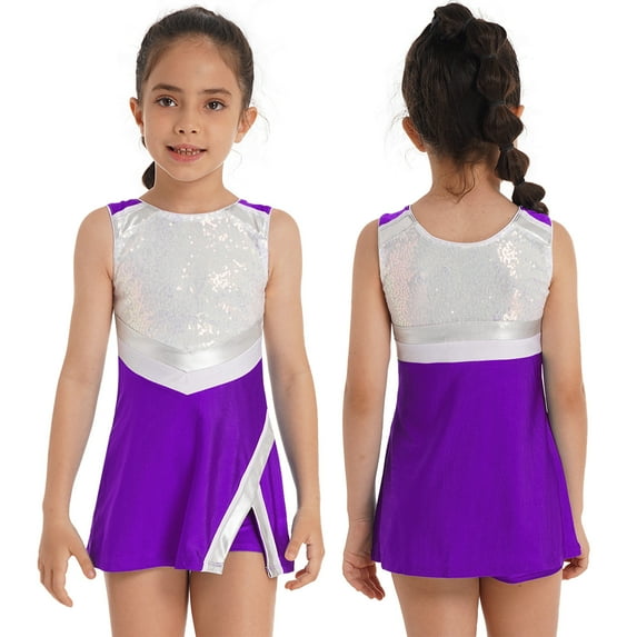 iiniim Kids Child Girls Cheerleading Halloween Dance Outfits Sports Dress and Booty Shorts Set