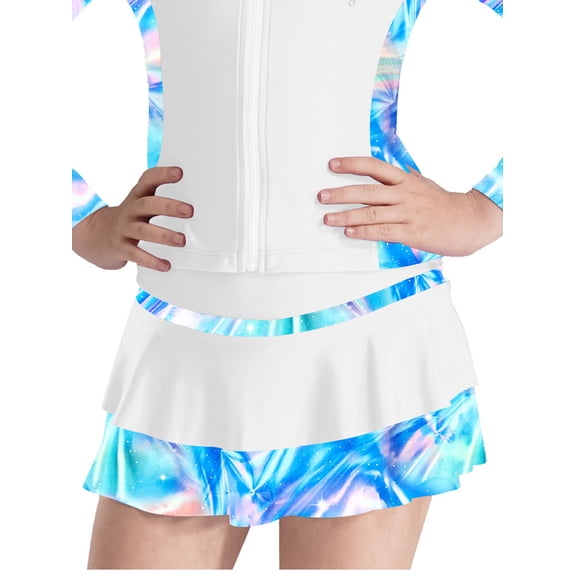 iiniim Kids Figure Skating Skirt Golf Tennis Skirt with Built In Shorts A-line High Waist Ballet Dancewear A White 16