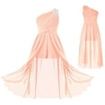 thumbnail image 1 of iiniim Kids Flower Girl Chiffon One Shoulder Shiny Beaded Long Romper Dress Party Prom Maxi Gowns Size 6-16 Pink 8, 1 of 7